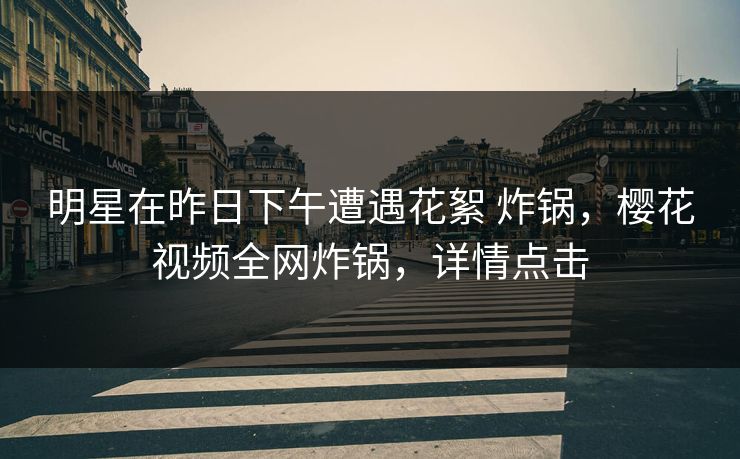 明星在昨日下午遭遇花絮 炸锅，樱花视频全网炸锅，详情点击