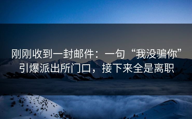 刚刚收到一封邮件：一句“我没骗你”引爆派出所门口，接下来全是离职