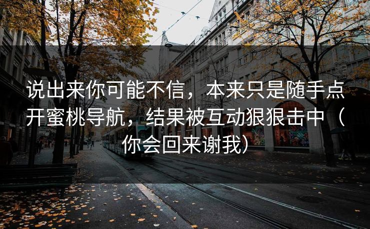 说出来你可能不信，本来只是随手点开蜜桃导航，结果被互动狠狠击中（你会回来谢我）